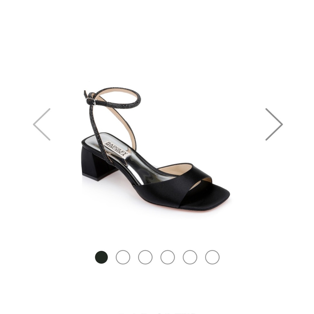 Badgley Mischka infinity satin block heels with ankle strap